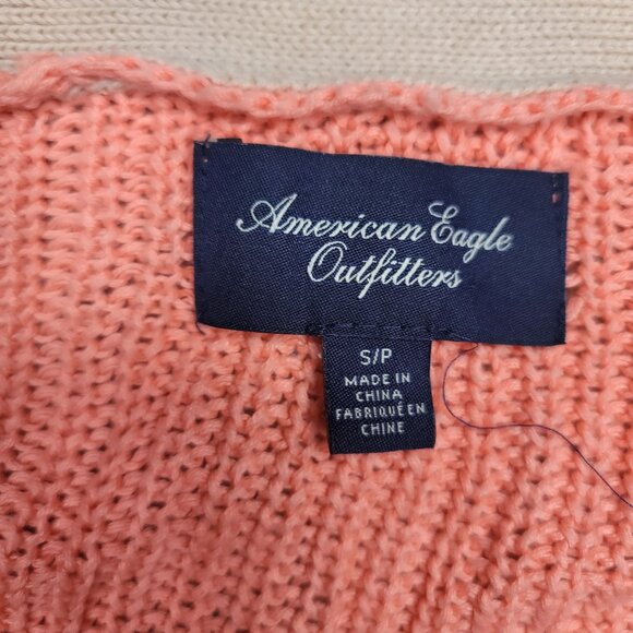 American Eagle Outfitters knit Cardigan S Button-Down Peach Beige Long Sleeve - Picture 6 of 6